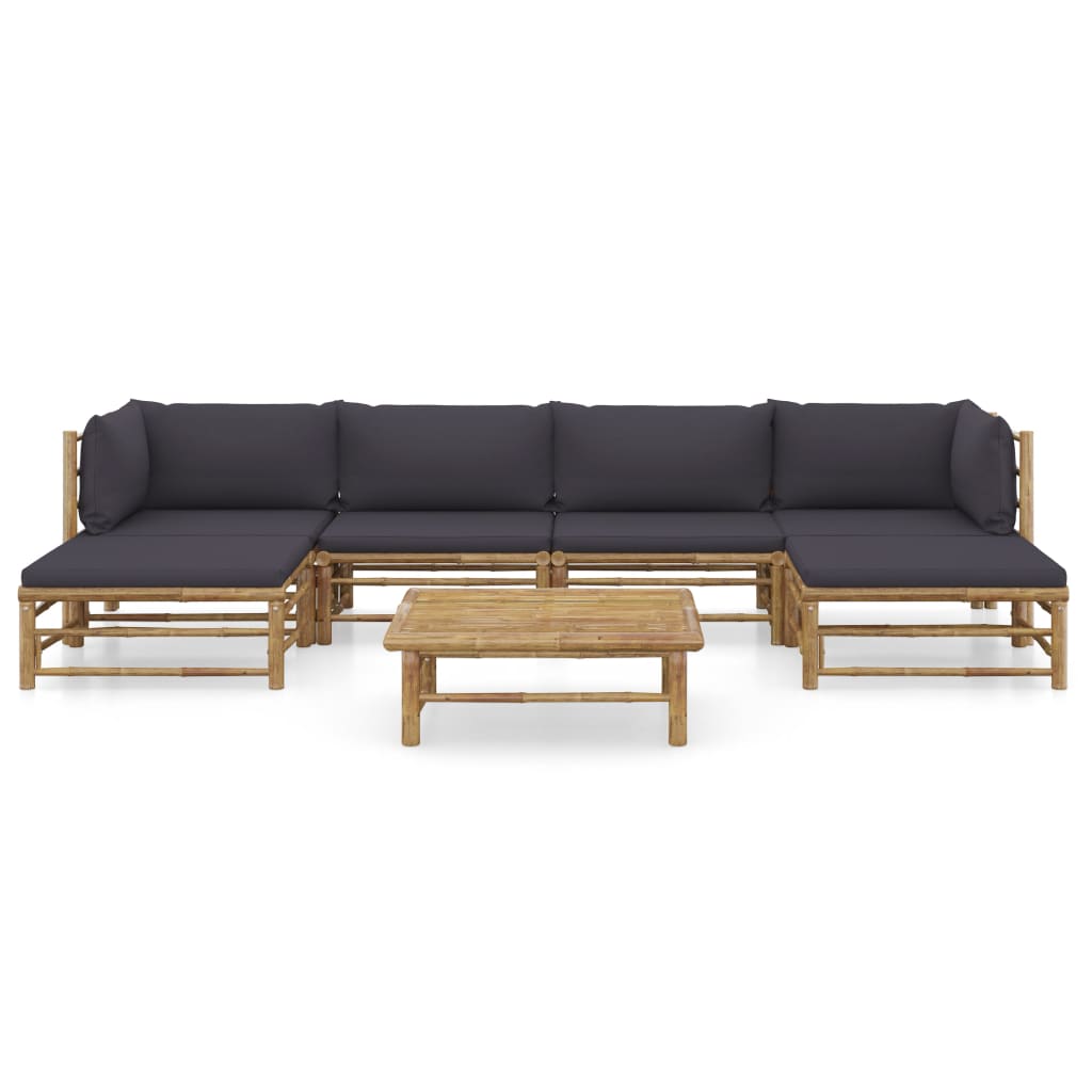 7-Delige Loungeset Met Donkergrijze Kussens Bamboe