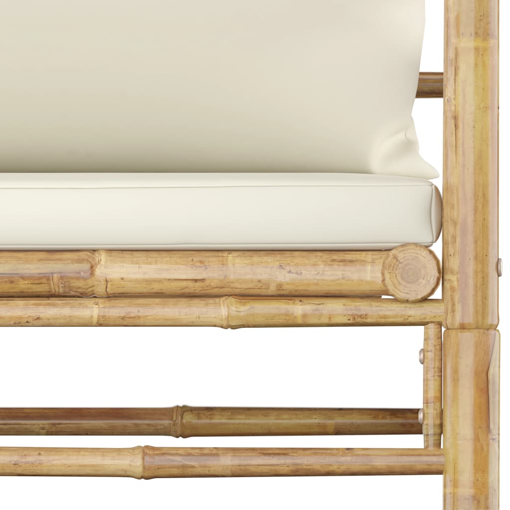 7-Delige Loungeset Met Crèmewitte Kussens Bamboe