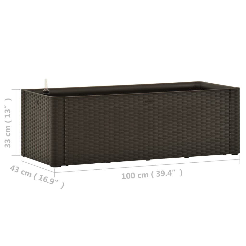 Plantenbak Hoog Met Zelfbewateringssysteem 100X43X33 Cm Mokka