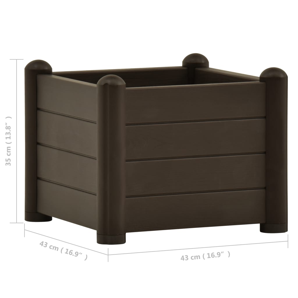 Pflanzgefäß erhöht 43x43x35 cm PP Mokka