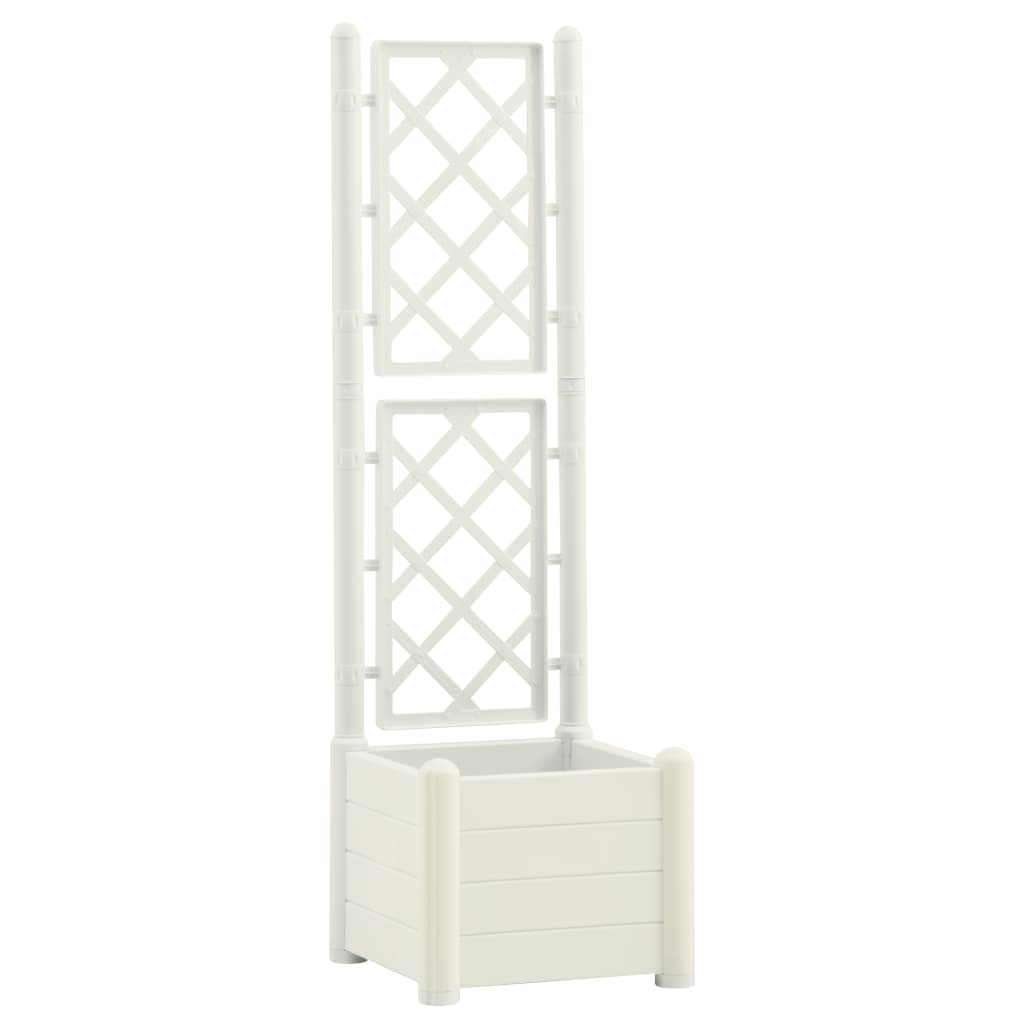 Plantenbak Met Latwerk 43X43X142 Cm Pp Wit