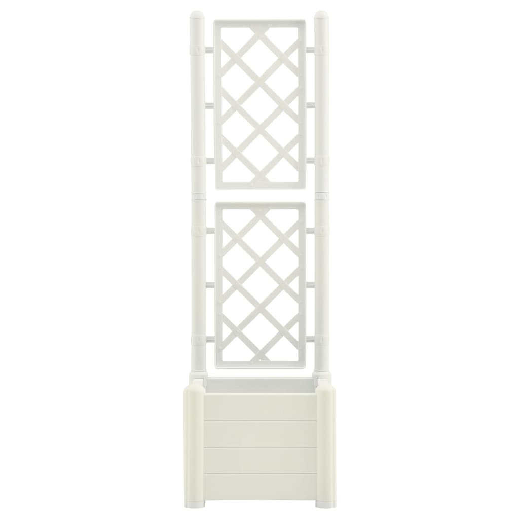 Plantenbak Met Latwerk 43X43X142 Cm Pp Wit