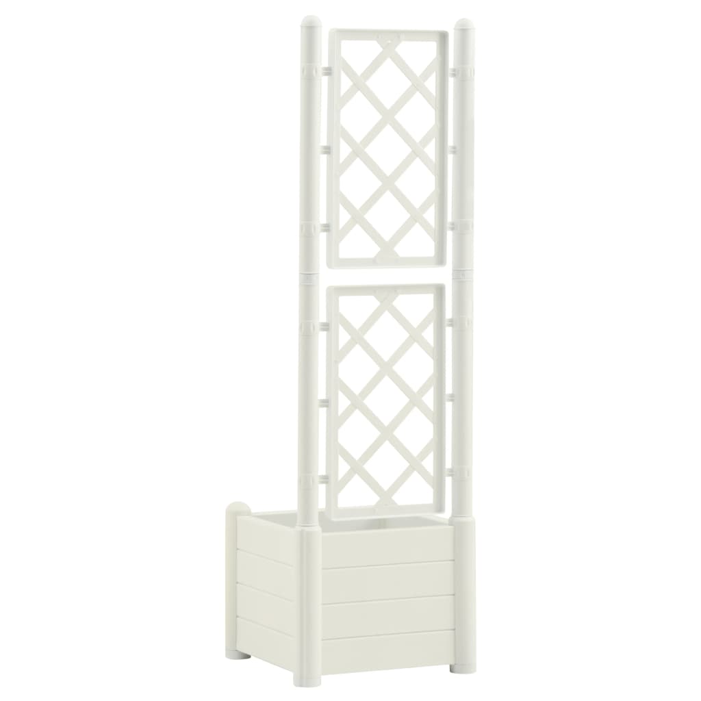Plantenbak Met Latwerk 43X43X142 Cm Pp Wit