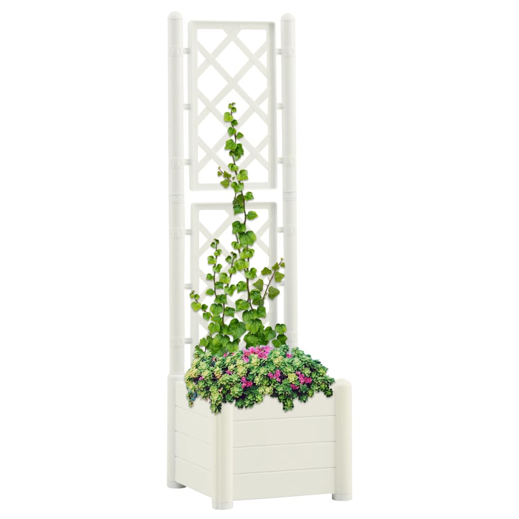 Plantenbak Met Latwerk 43X43X142 Cm Pp Wit