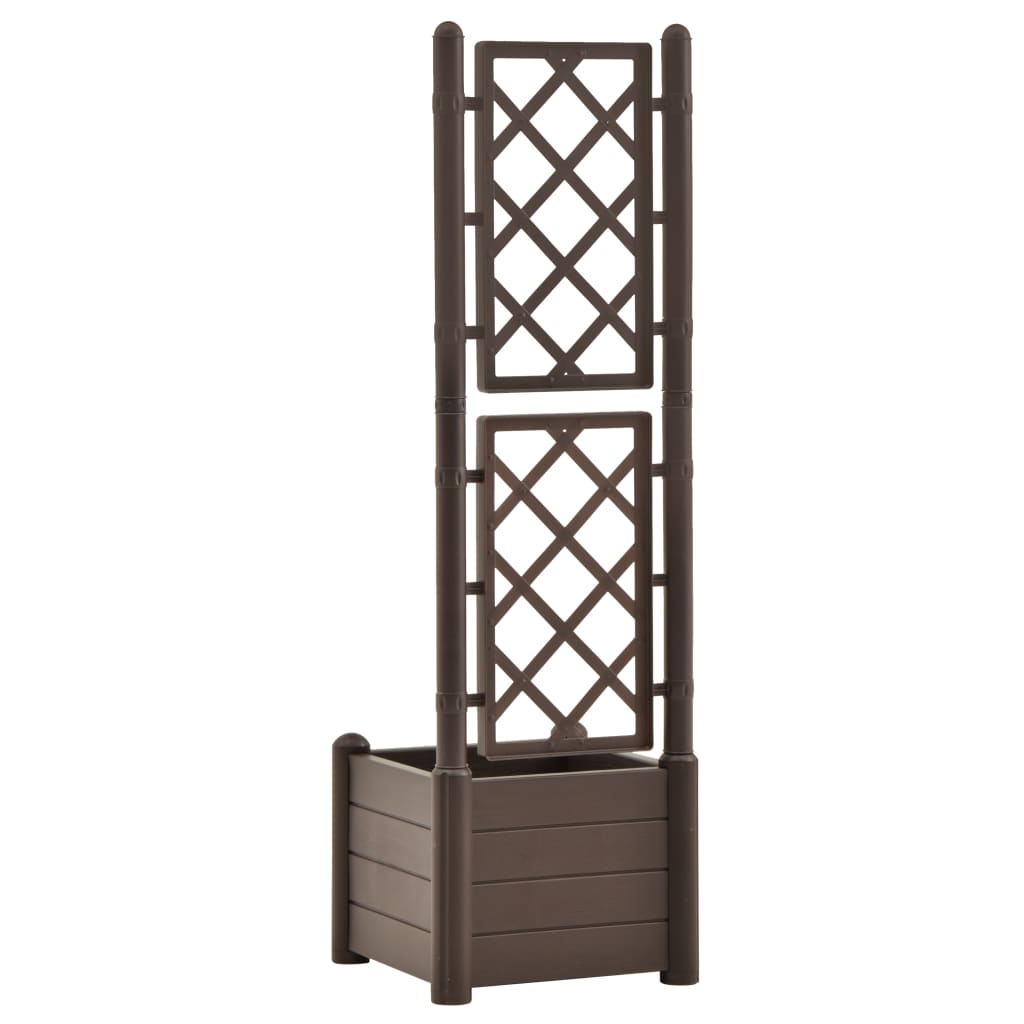 Plantenbak Met Latwerk 43X43X142 Cm Pp Mokka