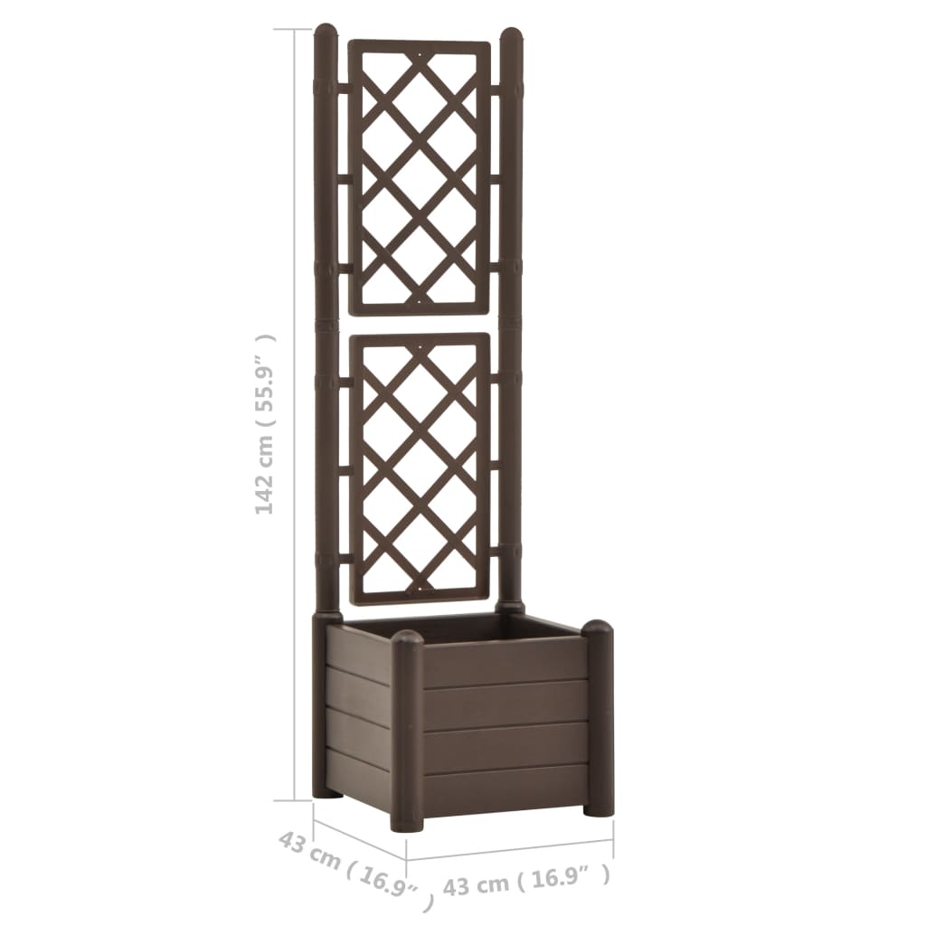 Plantenbak Met Latwerk 43X43X142 Cm Pp Mokka