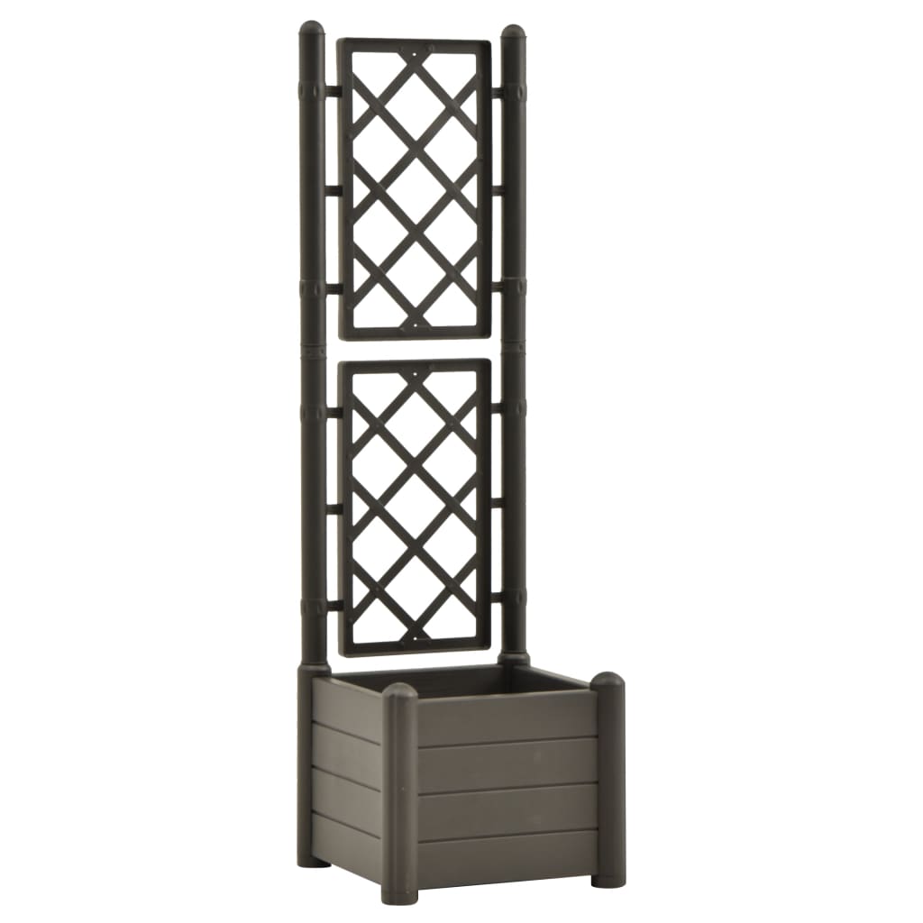 Plantenbak Met Latwerk 43X43X142 Cm Pp Antracietkleurig
