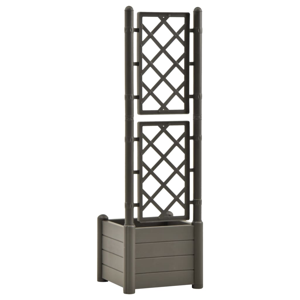 Plantenbak Met Latwerk 43X43X142 Cm Pp Antracietkleurig
