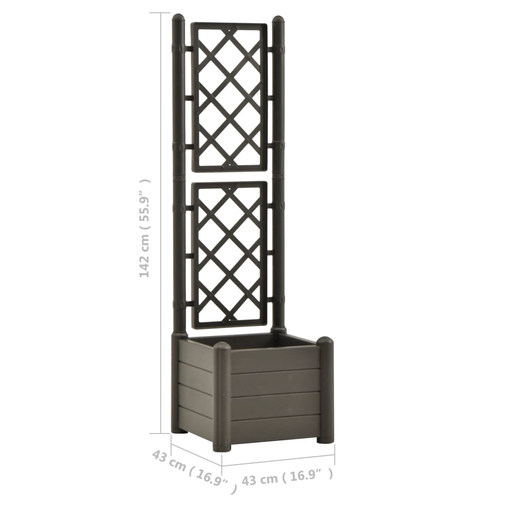 Plantenbak Met Latwerk 43X43X142 Cm Pp Antracietkleurig