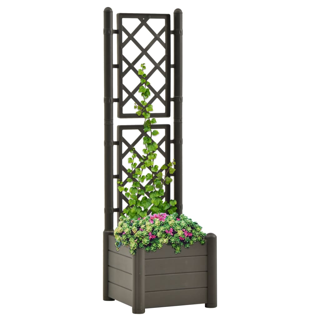 Plantenbak Met Latwerk 43X43X142 Cm Pp Antracietkleurig