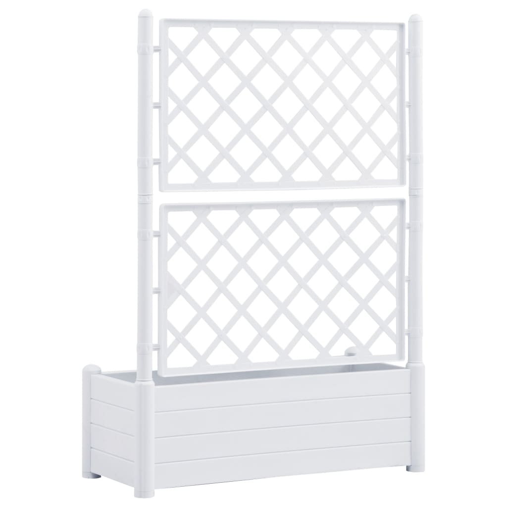 Plantenbak Met Latwerk 100X43X142 Cm Pp Wit