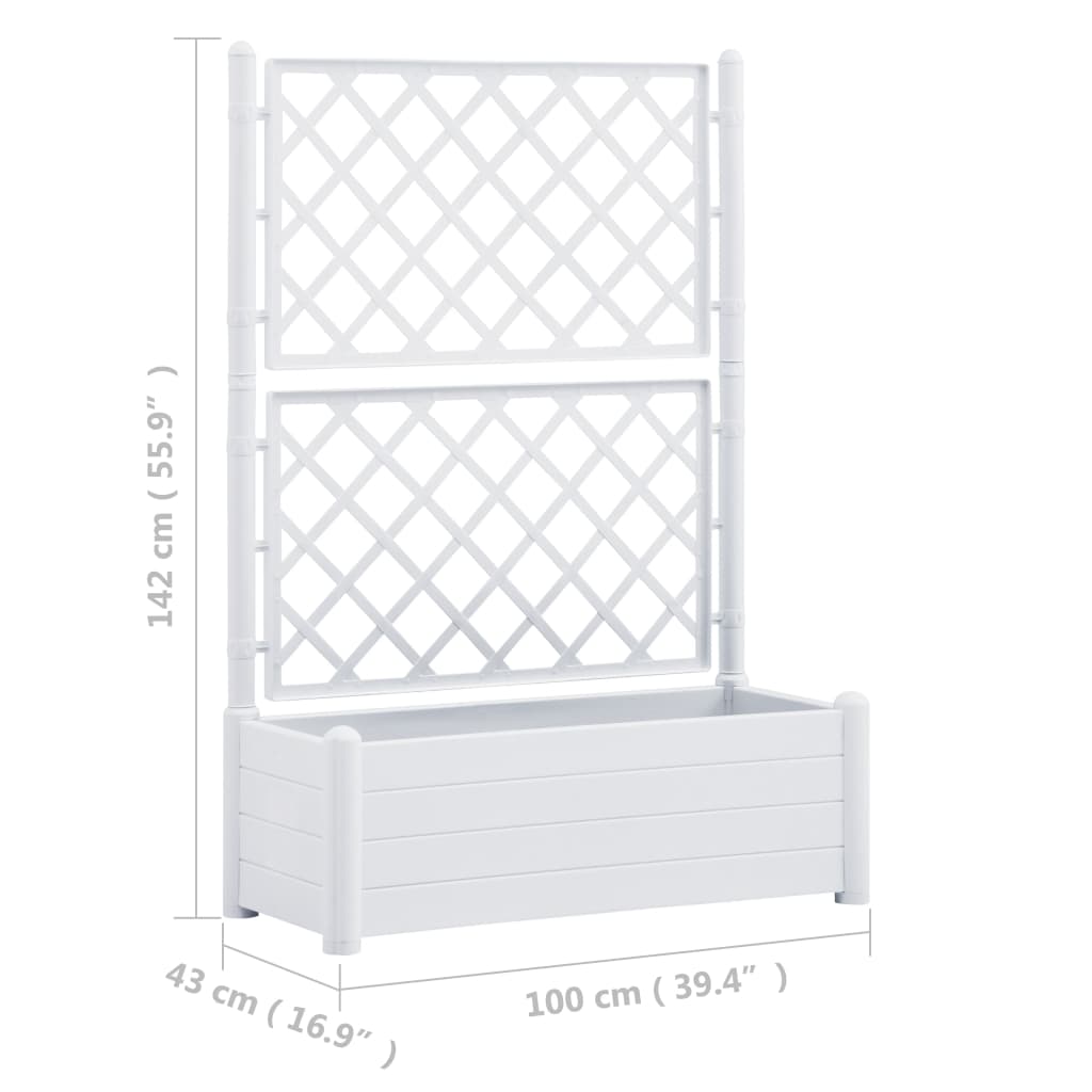 Plantenbak Met Latwerk 100X43X142 Cm Pp Wit