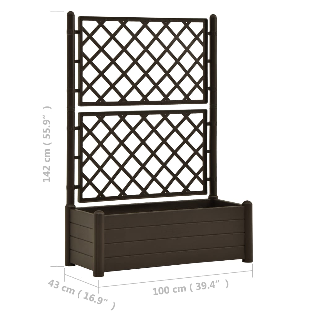 Plantenbak Met Latwerk 100X43X142 Cm Pp Mokka