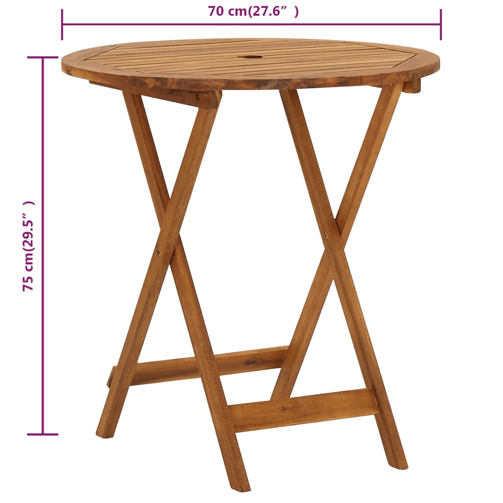 Tuintafel Inklapbaar 70 Cm Massief Acaciahout