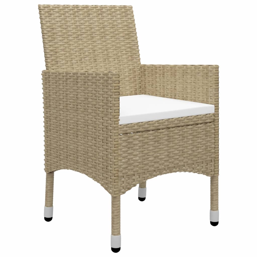 3-Delige Tuinset Poly Rattan En Glas Beige