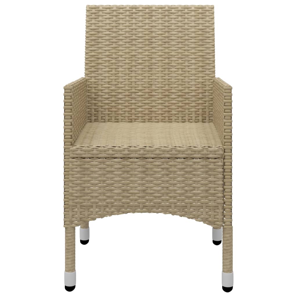 3-Delige Tuinset Poly Rattan En Glas Beige