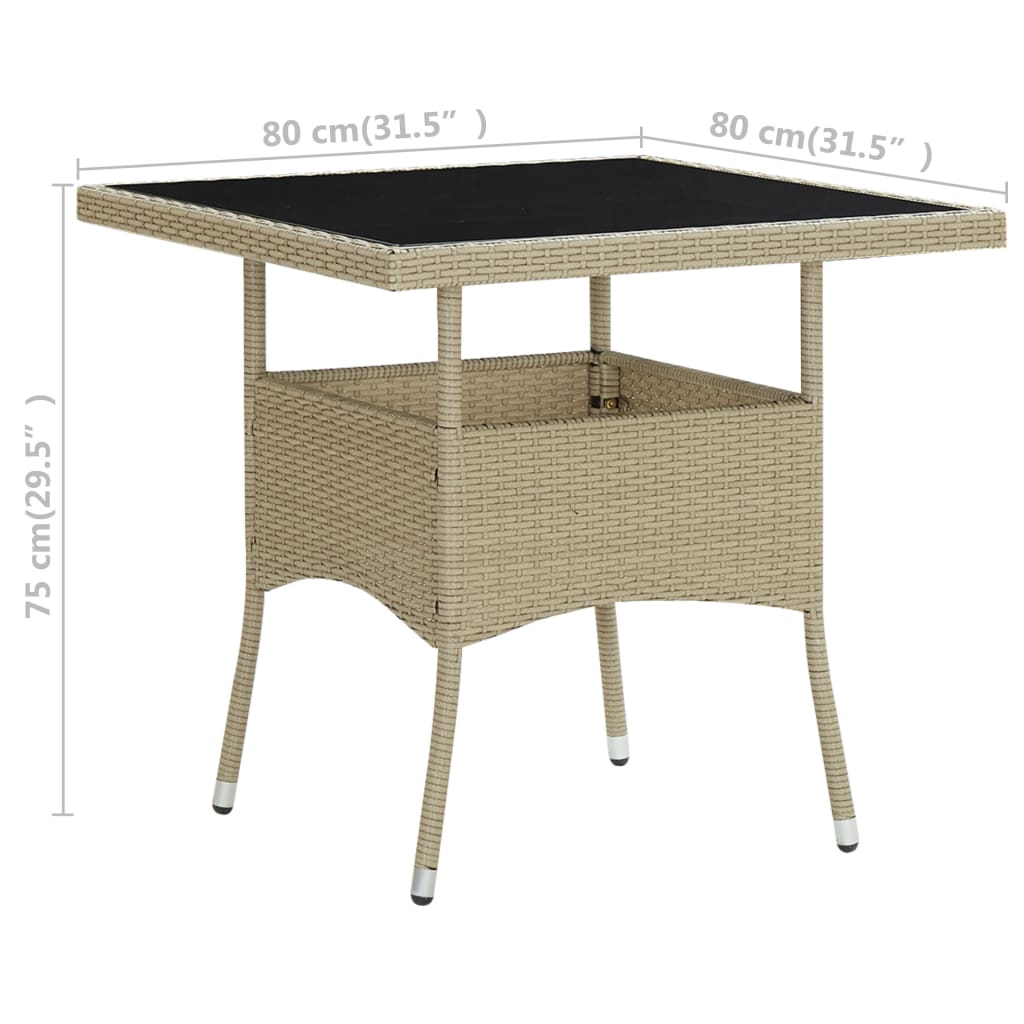 5-Delige Tuinset Poly Rattan En Glas Beige