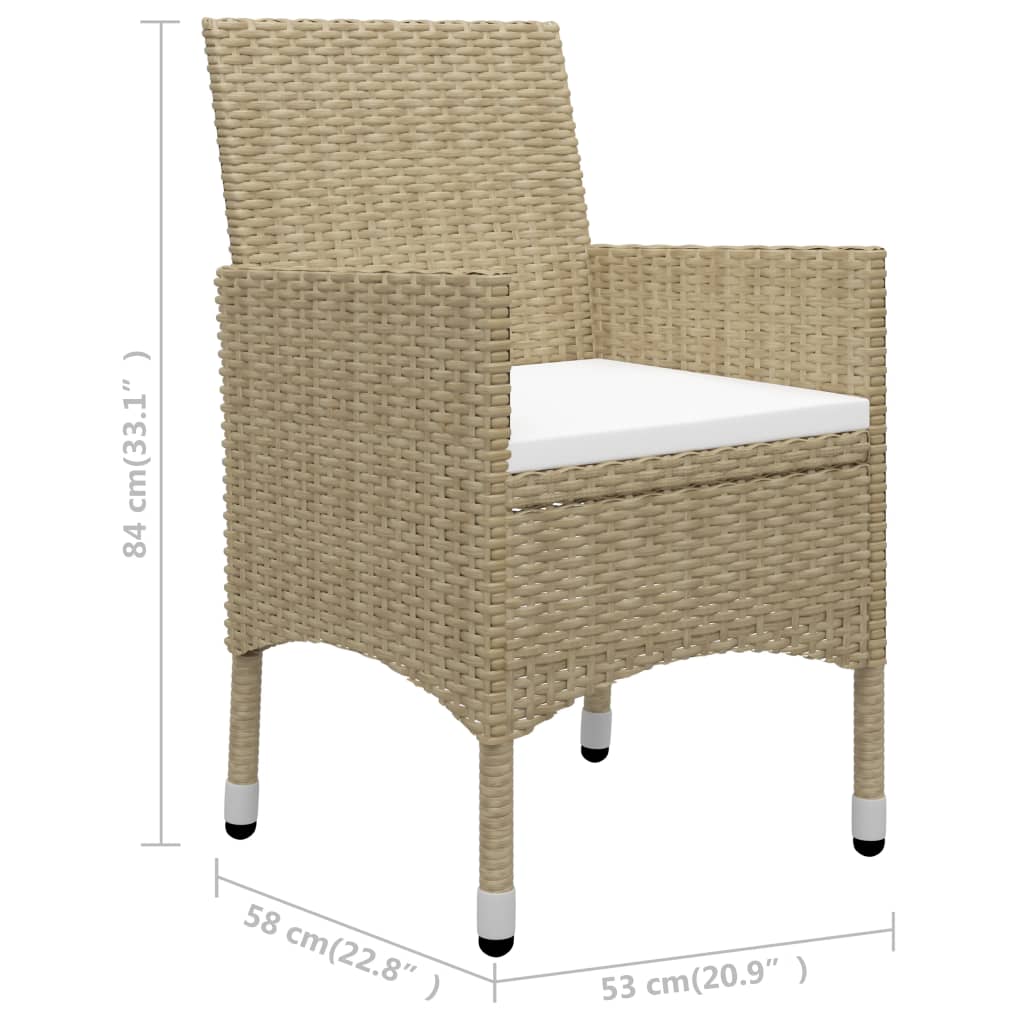 5-Delige Tuinset Poly Rattan En Glas Beige