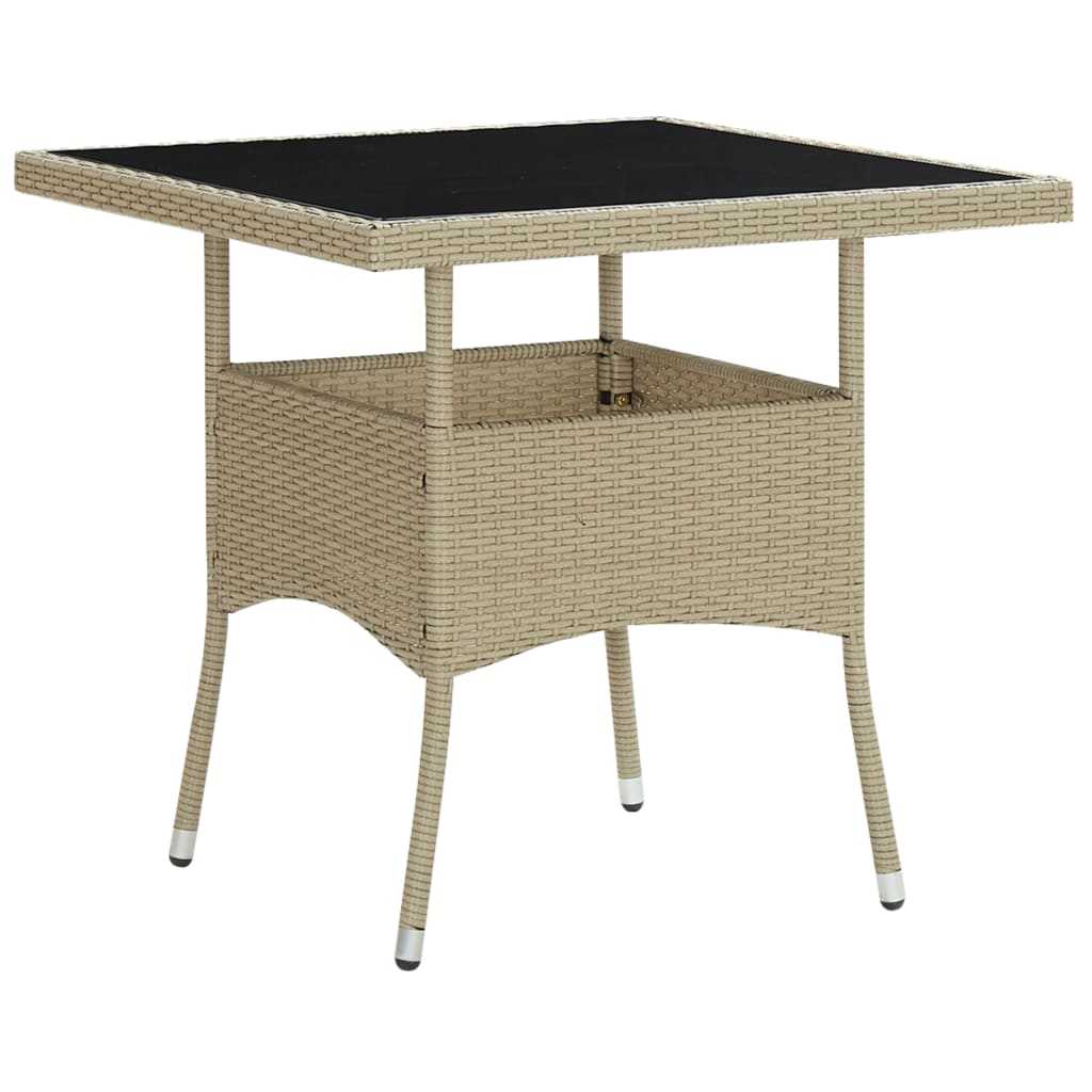 5-Delige Tuinset Poly Rattan En Glas Beige