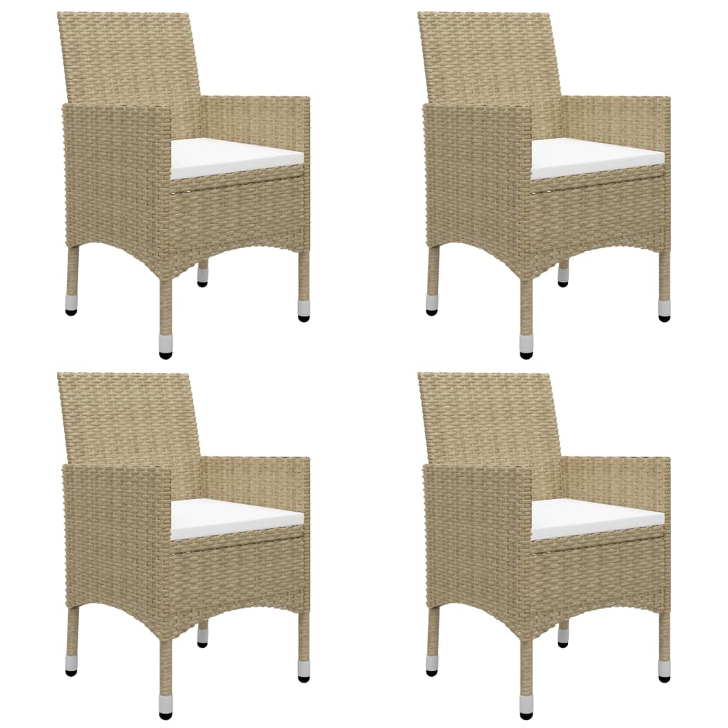 5-Delige Tuinset Poly Rattan En Glas Beige