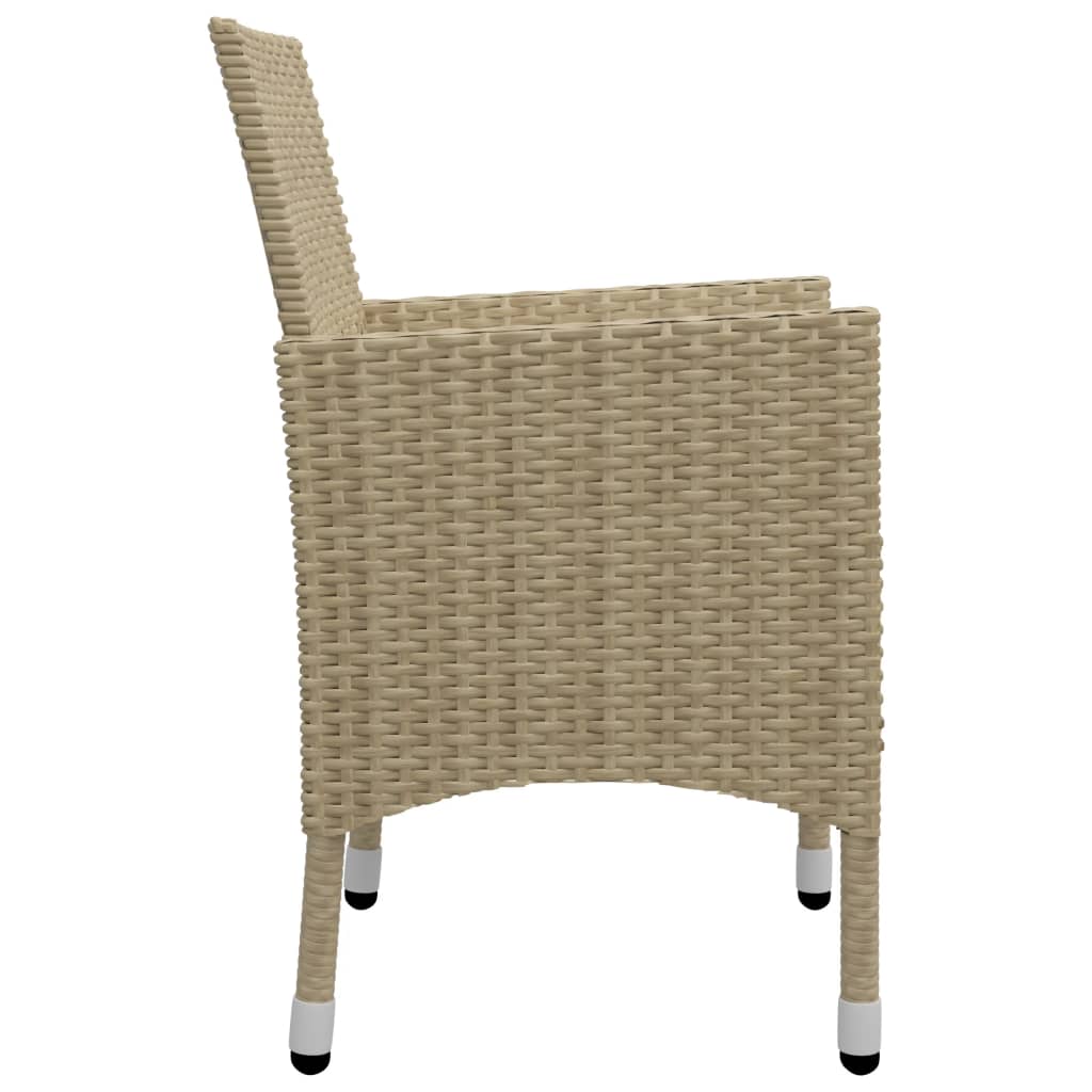 5-Delige Tuinset Poly Rattan En Glas Beige