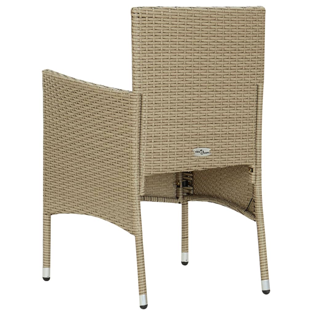 5-Delige Tuinset Poly Rattan En Glas Beige