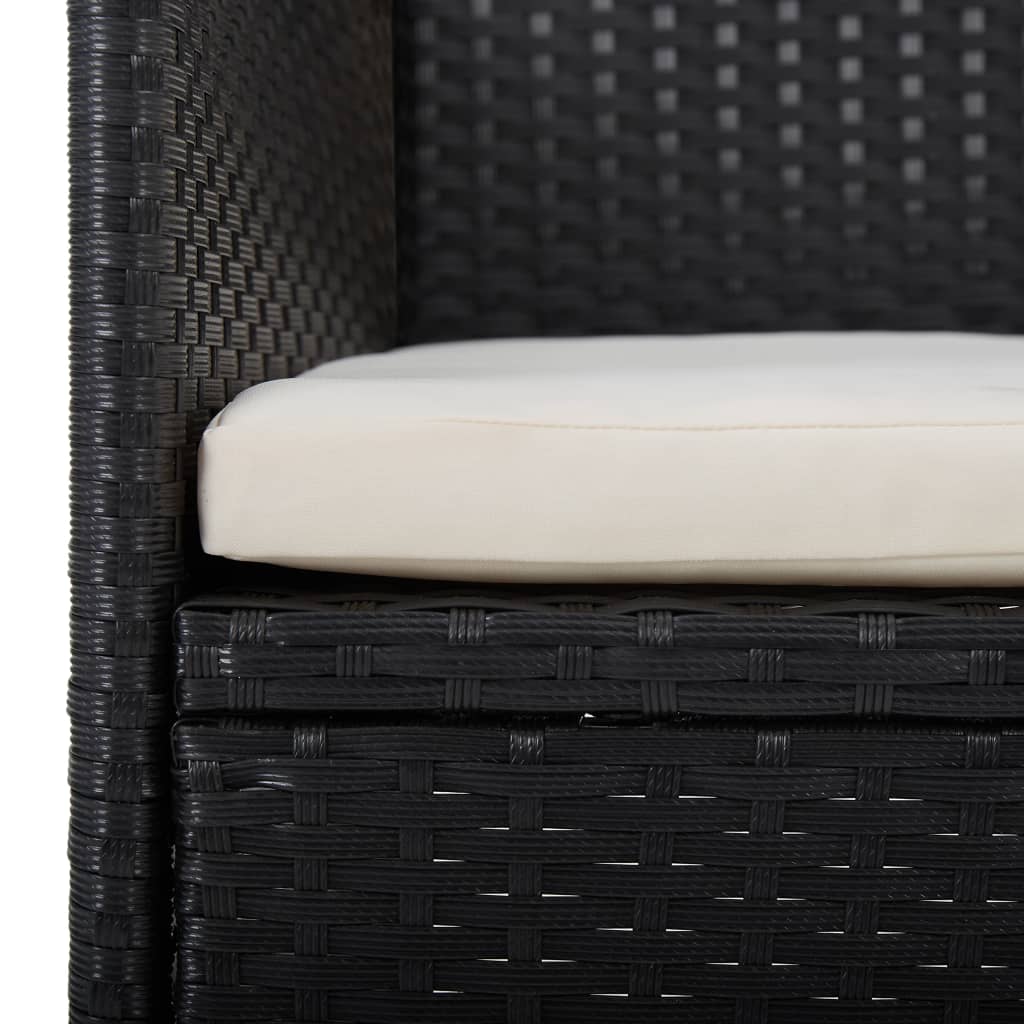 5-Delige Tuinset Poly Rattan En Acaciahout Zwart