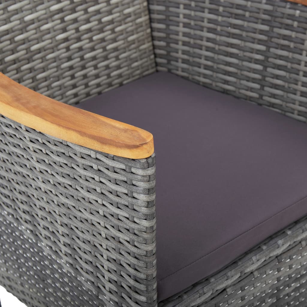 5-Delige Tuinset Poly Rattan En Acaciahout Grijs