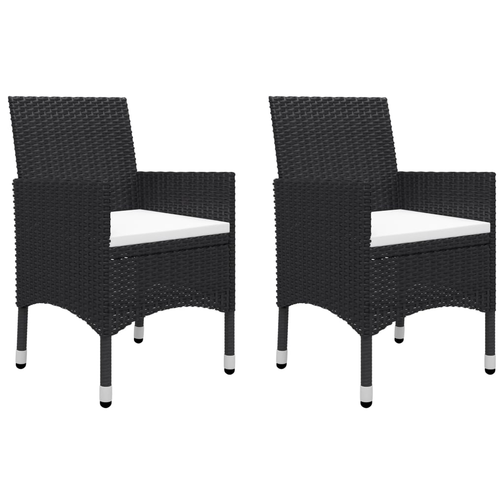 3-teiliges Bistro-Set aus Polyrattan und Akazienholz in Schwarz