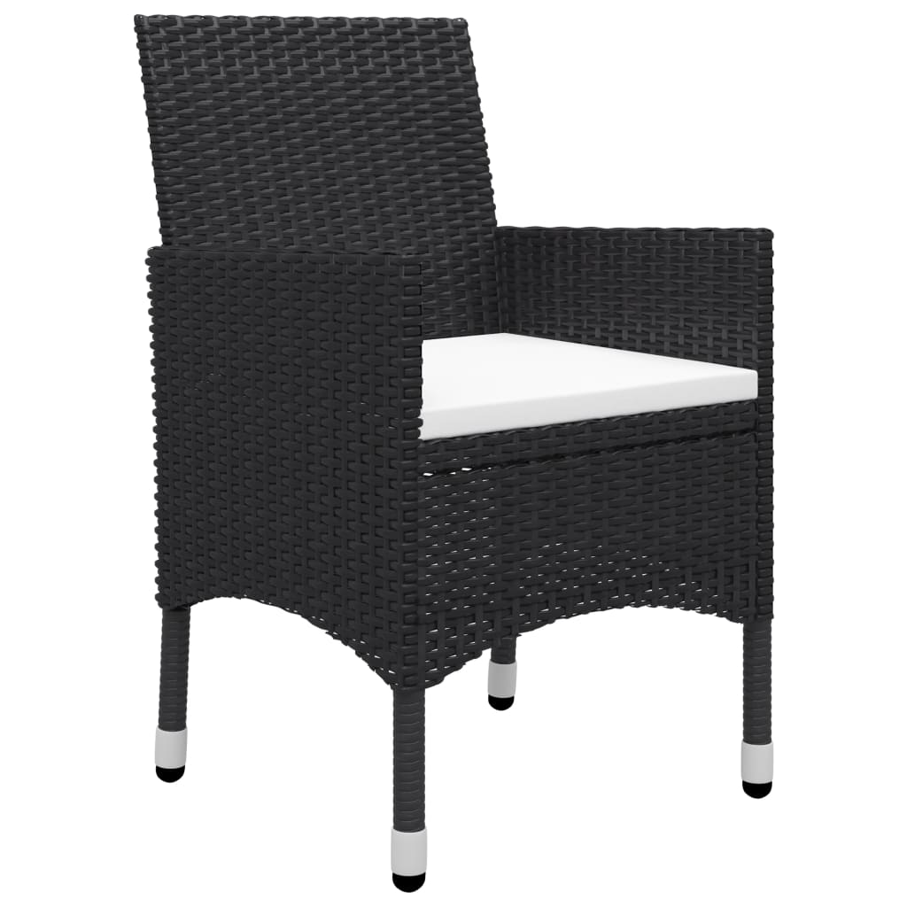 3-teiliges Bistro-Set aus Polyrattan und Akazienholz in Schwarz