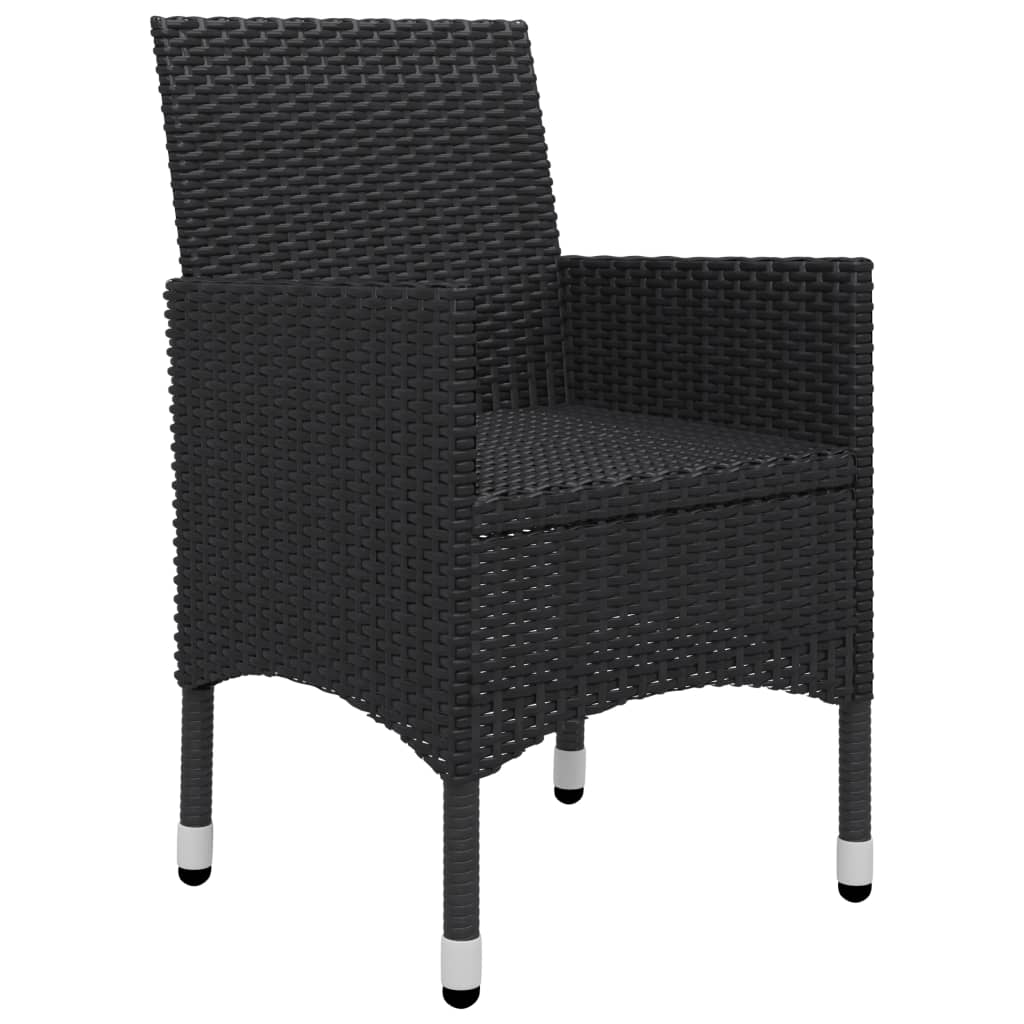 3-teiliges Bistro-Set aus Polyrattan und Akazienholz in Schwarz