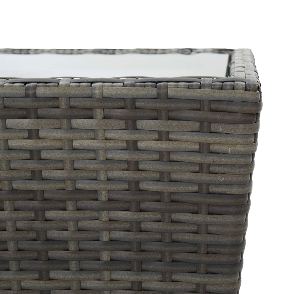 3-teiliges Bistro-Set aus Polyrattan und gehärtetem Glas in Grau