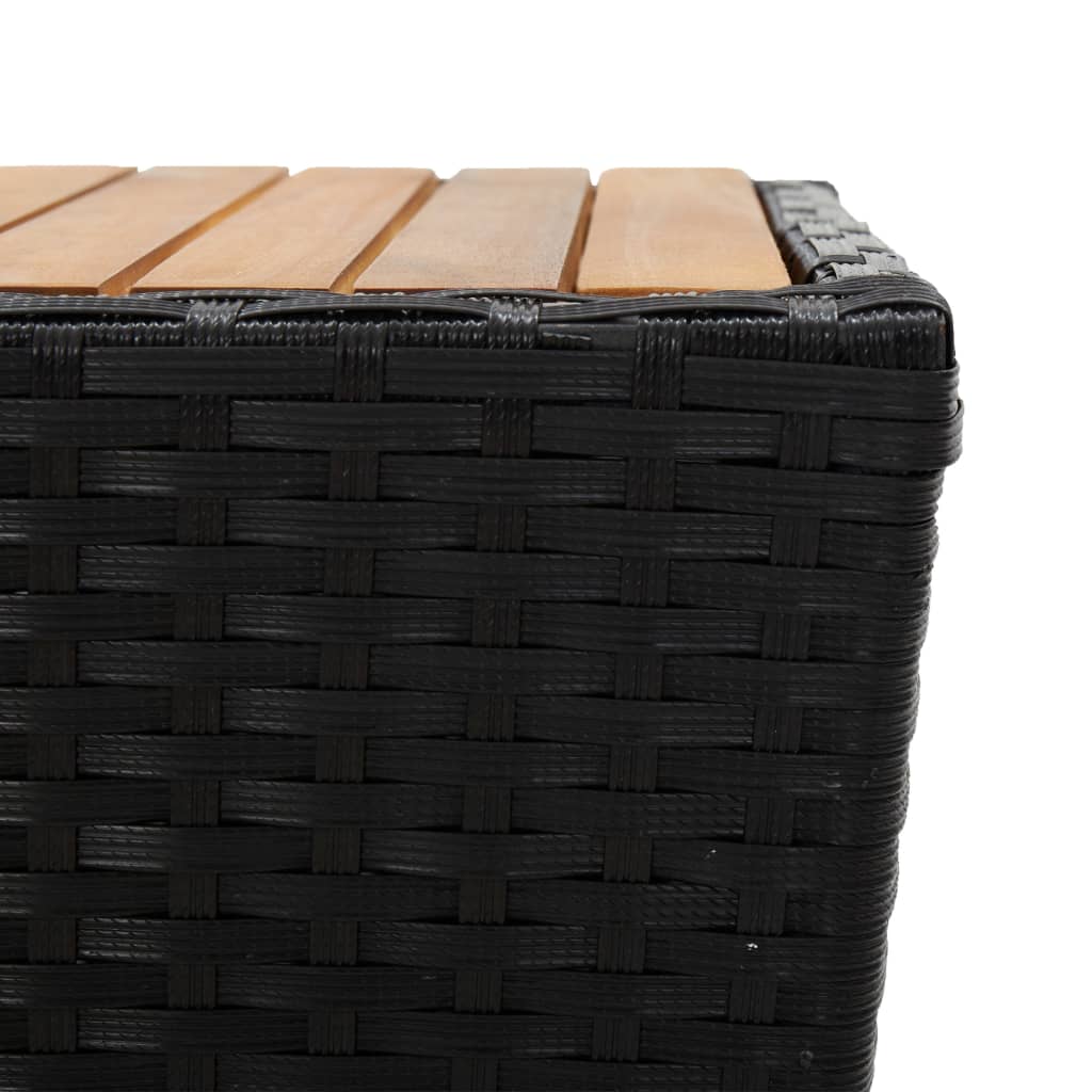 3-teiliges Bistro-Set aus Polyrattan und Akazienholz in Schwarz