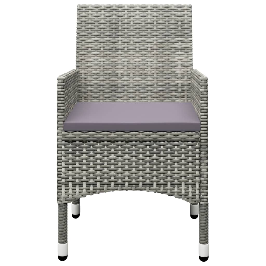 3-teiliges Bistro-Set aus Polyrattan und gehärtetem Glas in Grau
