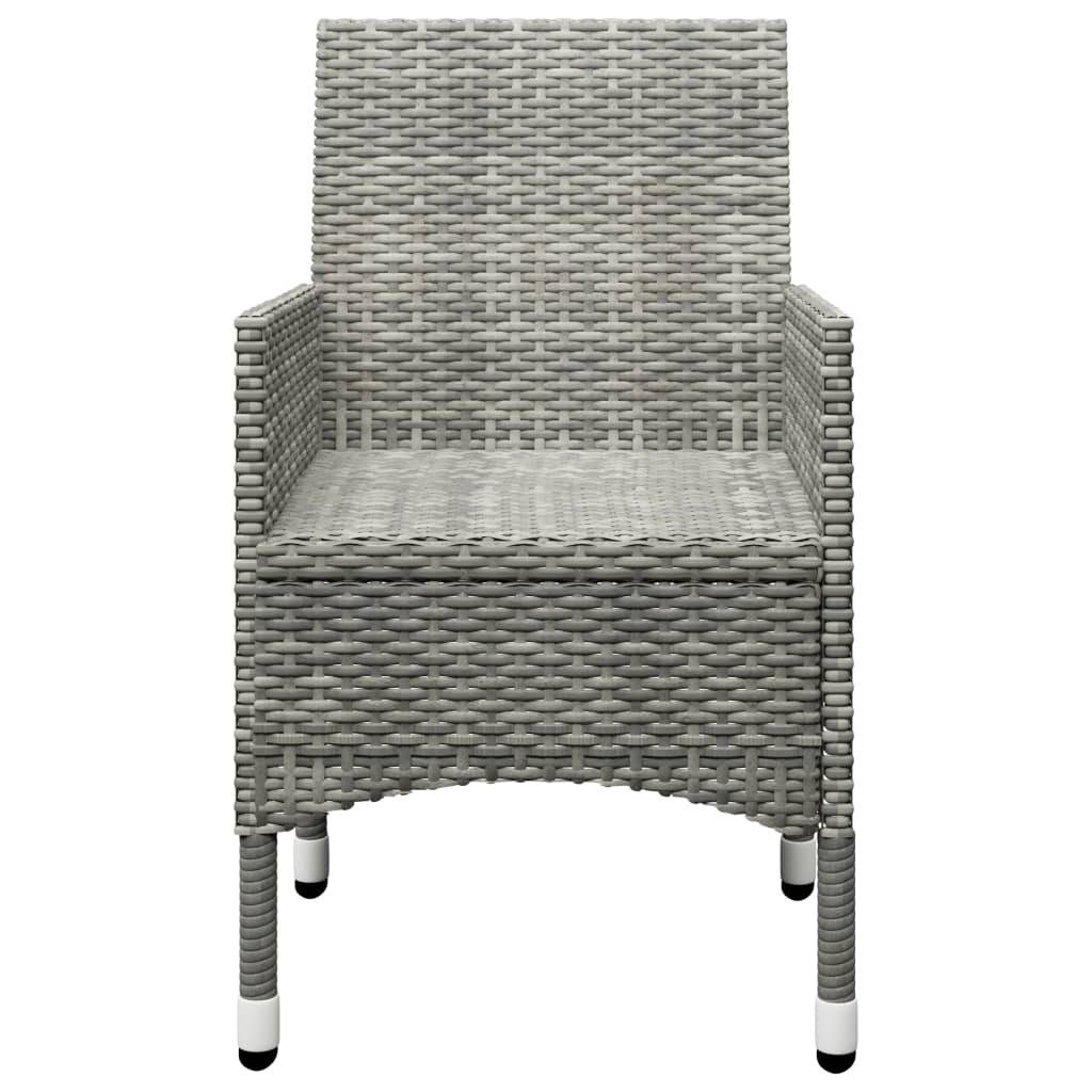 3-teiliges Bistro-Set aus Polyrattan und gehärtetem Glas in Grau