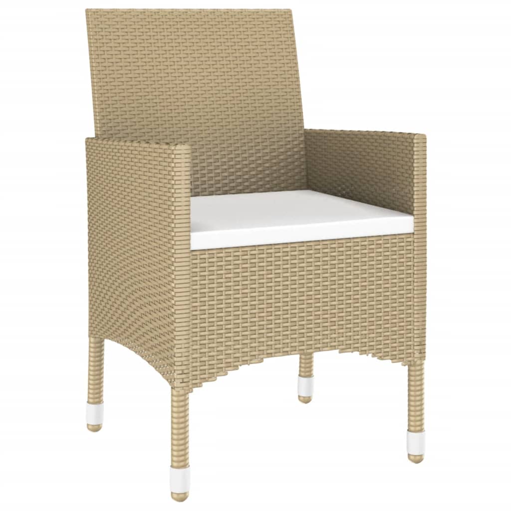 5-Delige Tuinset Poly Rattan En Gehard Glas Beige