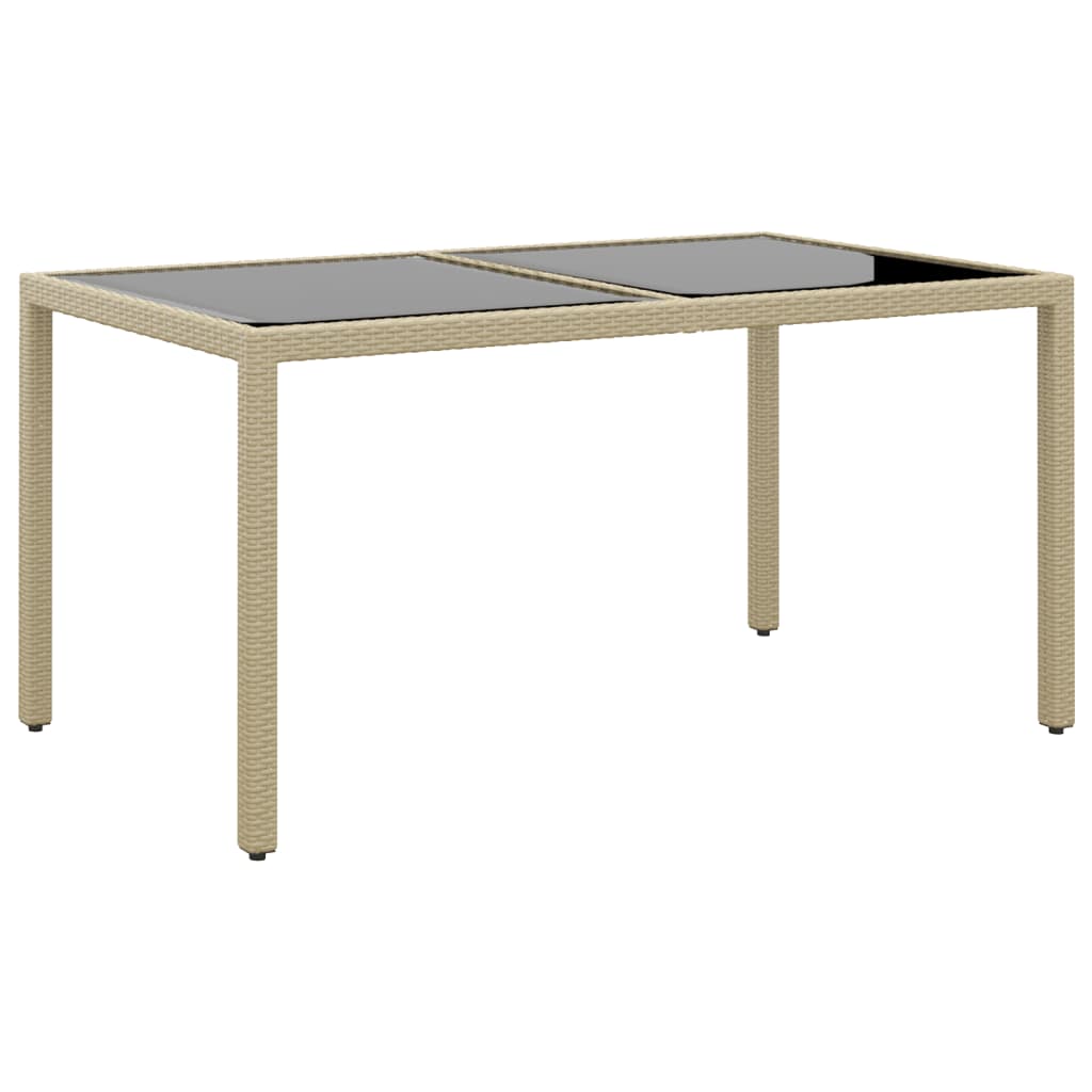 7-Delige Tuinset Poly Rattan En Gehard Glas Beige