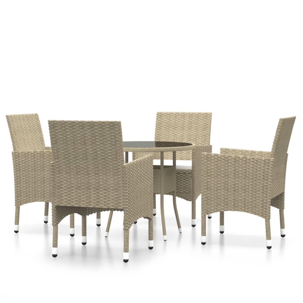 5-Delige Tuinset Poly Rattan Beige