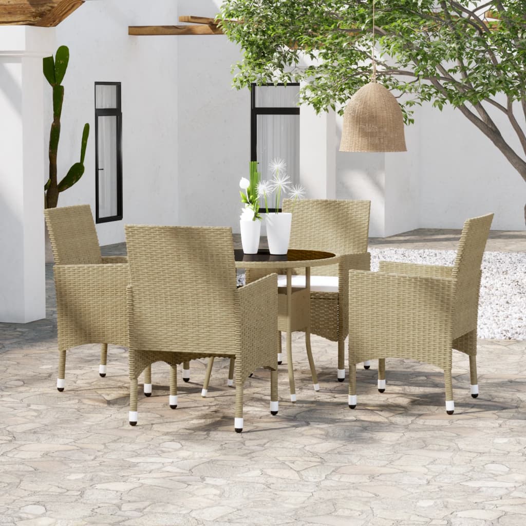 5-Delige Tuinset Poly Rattan Beige