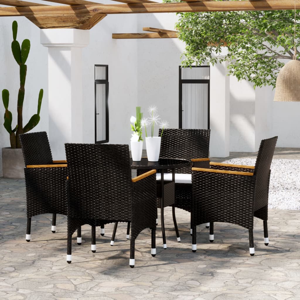 5-Delige Tuinset Poly Rattan Zwart