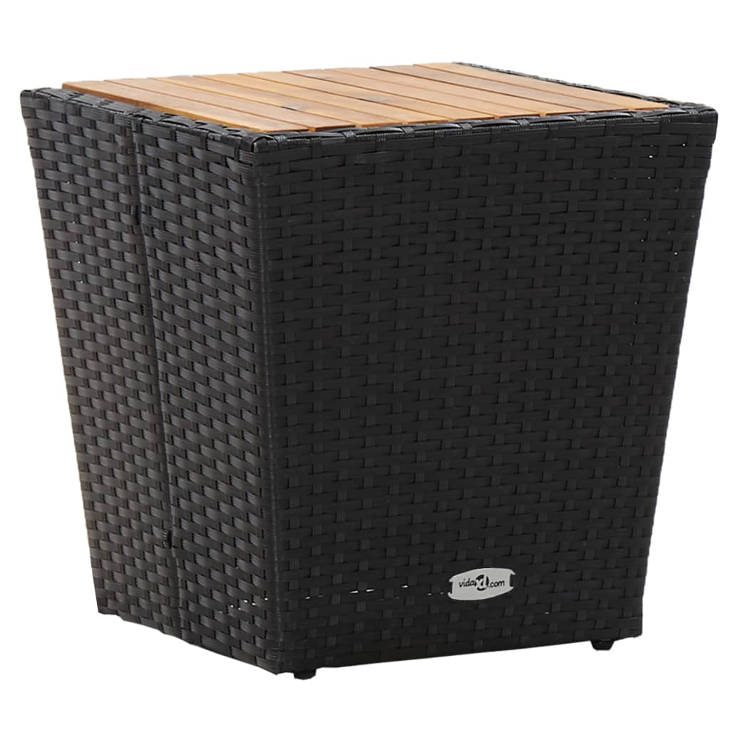 3-teiliges Bistroset aus Polyrattan und Akazienholz schwarz