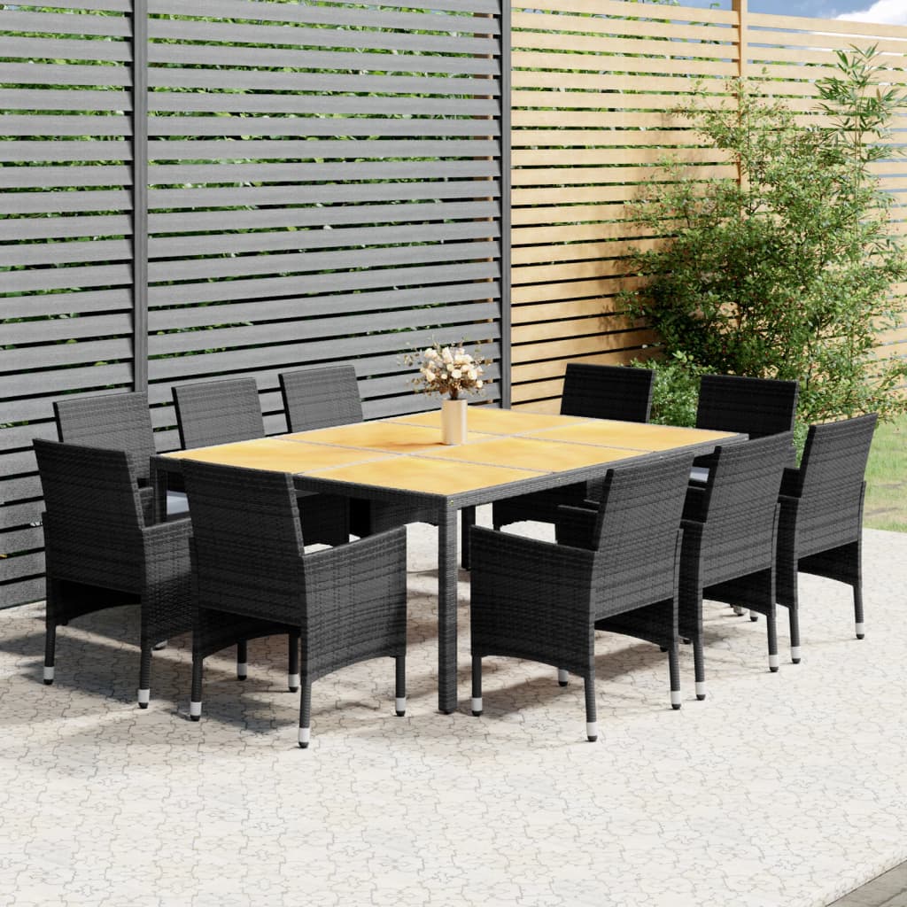 11-teiliges Gartenset Poly Rattan Grau