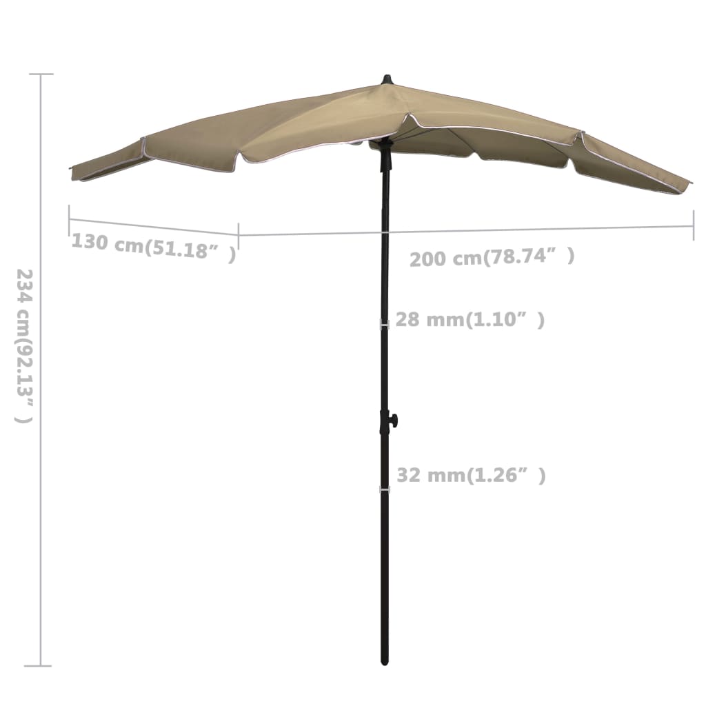Parasol Met Paal 200X130 Cm Taupe