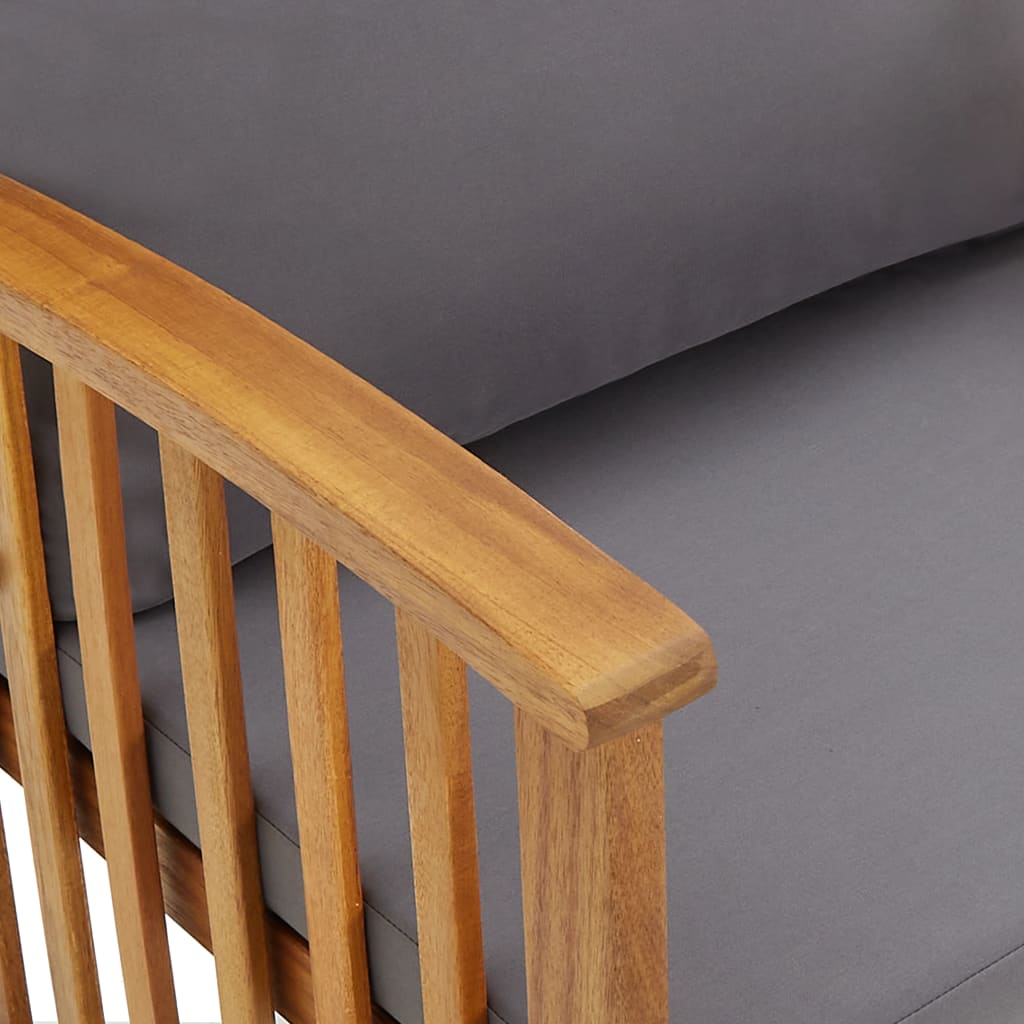 4-teiliges Lounge-Set mit Kissen aus massivem Akazienholz