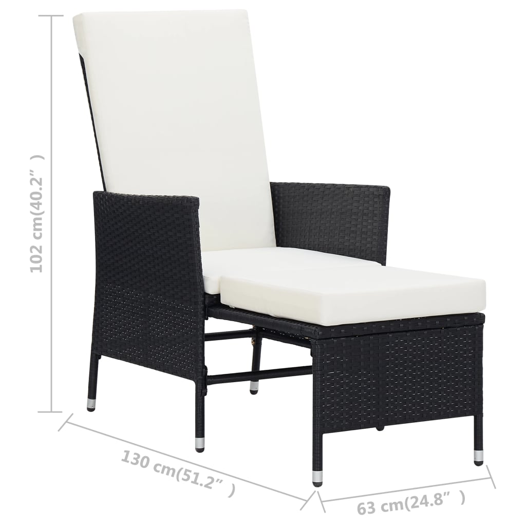3-teiliges Lounge-Set mit Kissen Poly Rattan Schwarz