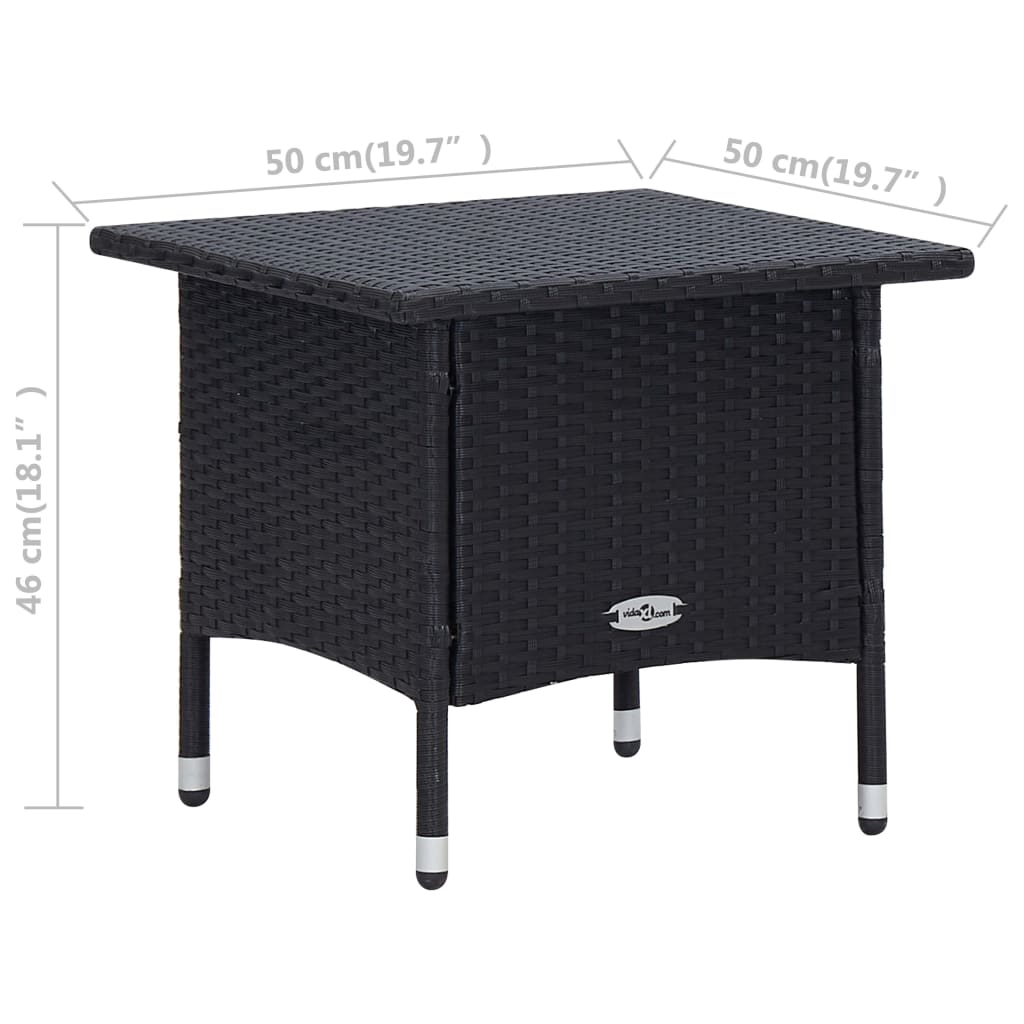 3-teiliges Lounge-Set mit Kissen Poly Rattan Schwarz