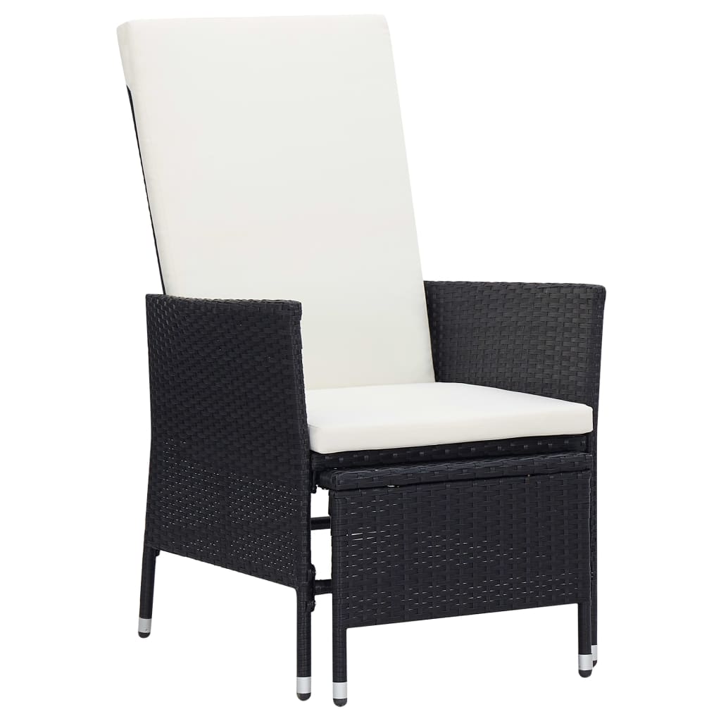 3-teiliges Lounge-Set mit Kissen Poly Rattan Schwarz