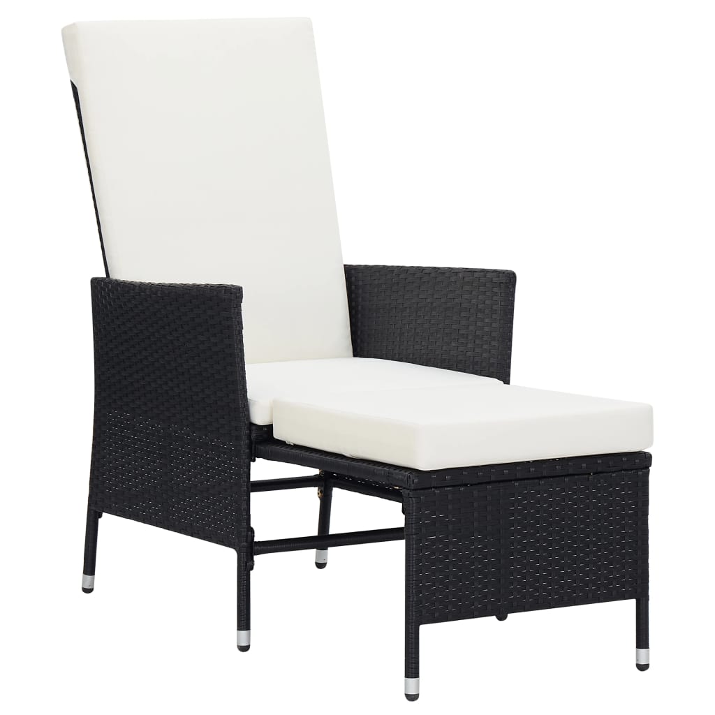 3-teiliges Lounge-Set mit Kissen Poly Rattan Schwarz