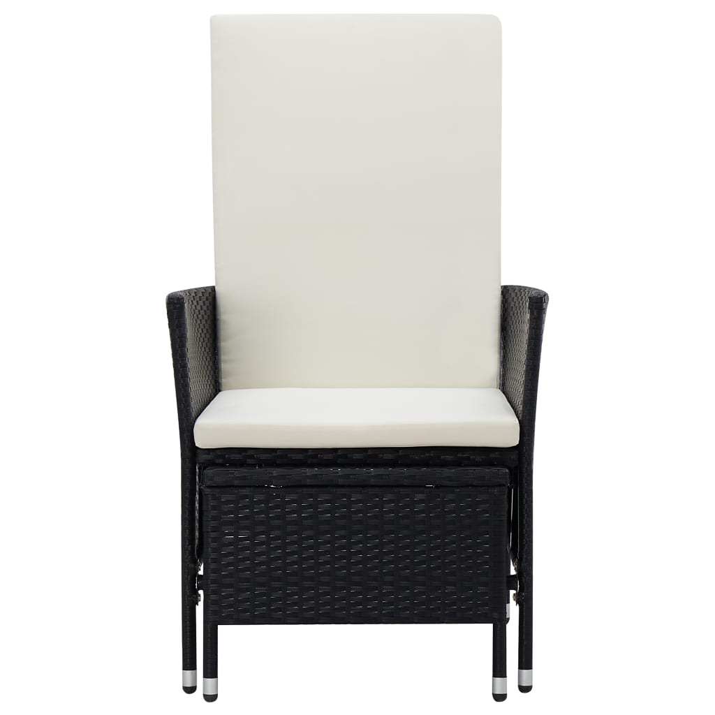 3-teiliges Lounge-Set mit Kissen Poly Rattan Schwarz