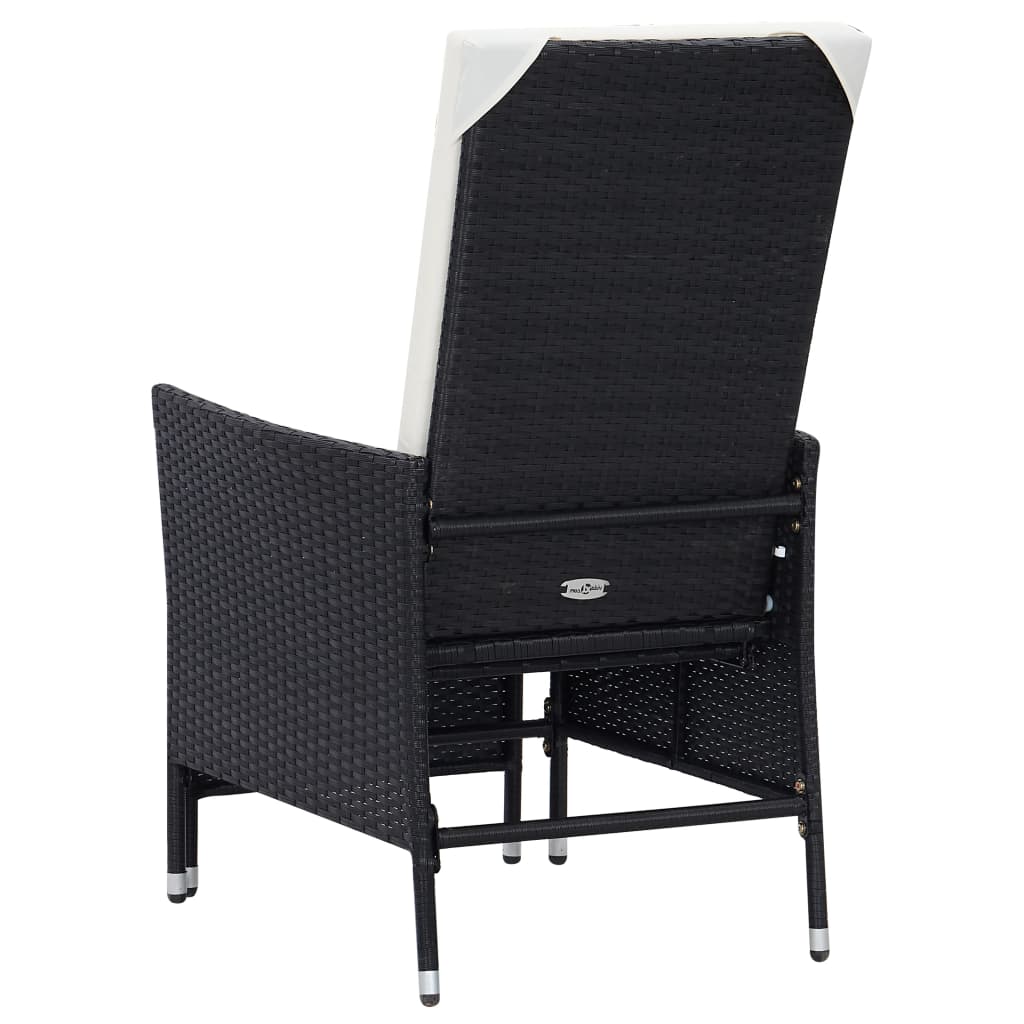 3-teiliges Lounge-Set mit Kissen Poly Rattan Schwarz